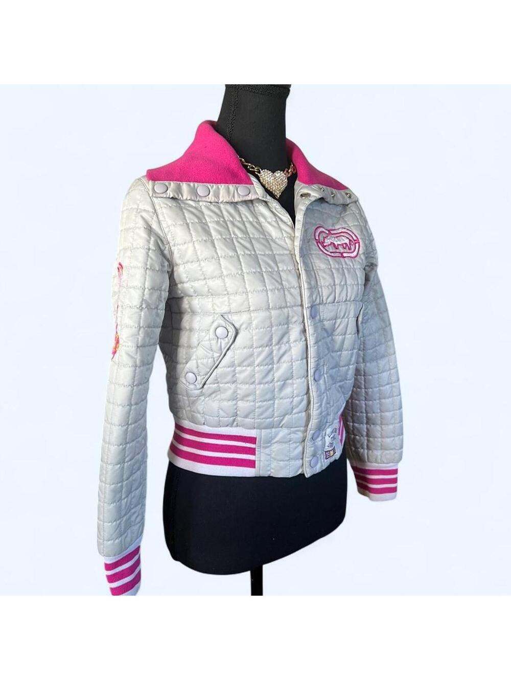 Vintage Y2K Ecko Red Quilted Bomber Jacket McBling Fairy Size Large Fits Small - Picture 2 of 8
